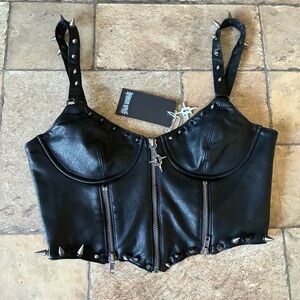 Dolls Kill Darker Wavs Downbeat Spiked Corset Top